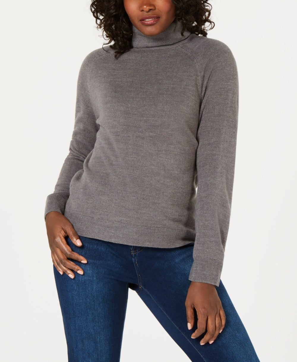Karen Scott Suéter Feminino Petite Luxsoft Gola Alta Cinza Tamanho PL