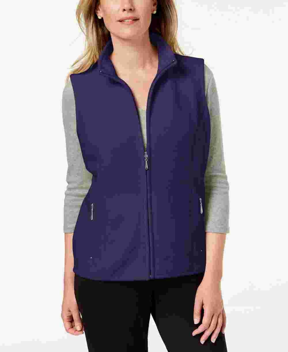 Colete feminino Karen Scott de lã com zíper frontal, roxo, tamanho PS