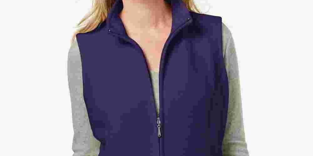 Colete feminino Karen Scott de lã com zíper frontal, roxo, tamanho PS