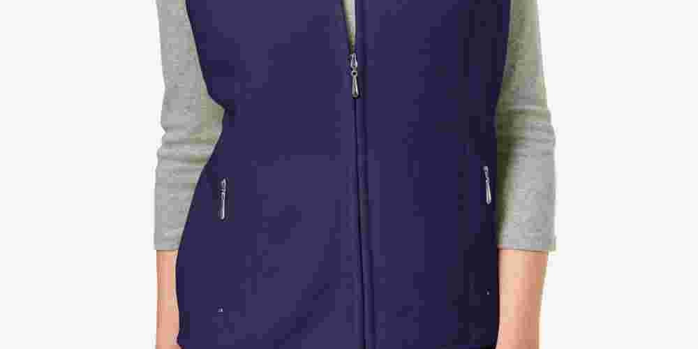 Colete feminino Karen Scott de lã com zíper frontal, roxo, tamanho PS