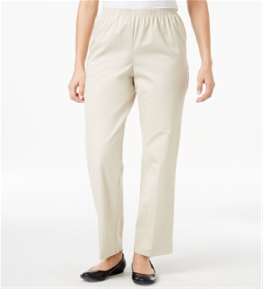 Calça feminina Alfred Dunner Classics Twill Pull-on marrom tamanho 12