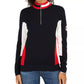 Tommy Hilfiger Suéter de algodão feminino com gola alta e bandeira, azul, tamanho XS