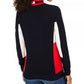 Tommy Hilfiger Suéter de algodão feminino com gola alta e bandeira, azul, tamanho XS