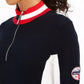 Tommy Hilfiger Suéter de algodão feminino com gola alta e bandeira, azul, tamanho XS