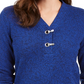 Karen Scott Suéter Henley de algodão com acabamento em ferragens feminino, azul, tamanho PL