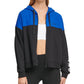 Moletom com capuz feminino DKNY Sport Colorblocked Flip Logo com zíper, azul, tamanho GG