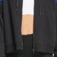 Moletom com capuz feminino DKNY Sport Colorblocked Flip Logo com zíper, azul, tamanho GG