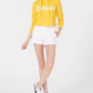 Dickies Moletom com capuz feminino curto com estampa de logotipo e gráfico, amarelo, tamanho médio