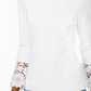 Suéter feminino INC International Concepts com manga sino e punho de renda, branco, tamanho pequeno