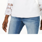Suéter feminino INC International Concepts com manga sino e punho de renda, branco, tamanho pequeno