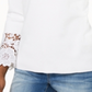 Suéter feminino INC International Concepts com manga sino e punho de renda, branco, tamanho pequeno