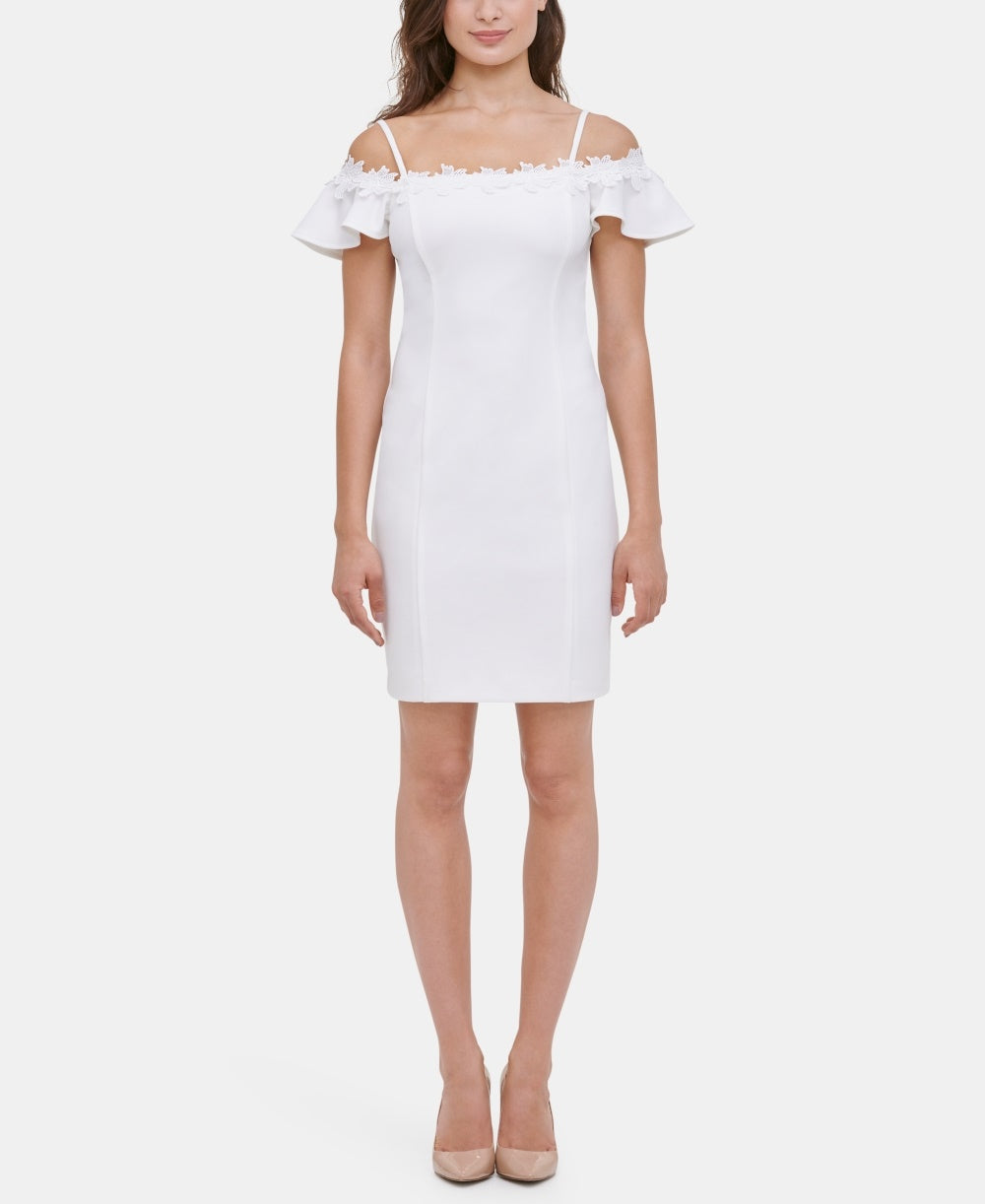 Vestido feminino Kensie liso ombro a ombro branco tamanho 14