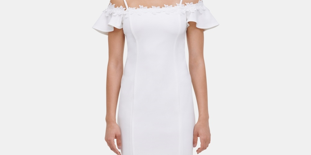 Vestido feminino Kensie liso ombro a ombro branco tamanho 14