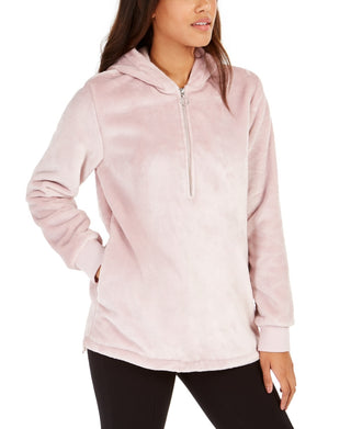 Ideology Moletom com capuz feminino de pele sintética com zíper e um quarto, rosa, tamanho extragrande