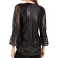 Blusa Alfani Feminina Petite com Estampa Metálica e Mangas Finas Cinza Tamanho P