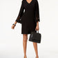 Vestido Alfani Feminino com Decote em V e Corte a Laser, Preto, Tamanho 6