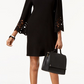 Vestido Alfani Feminino com Decote em V e Corte a Laser, Preto, Tamanho 6