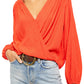 Blusa feminina xadrez xadrez falsa Free People, vermelha, tamanho grande