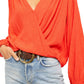 Blusa feminina xadrez xadrez falsa Free People, vermelha, tamanho grande