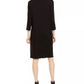 Vestido feminino Eileen Fisher com decote em V e manga curta, preto, tamanho pequeno, médio