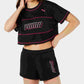 Camiseta Puma Feminina Modern Sports Cotton Mesh Colorblocked Cropped Preta Tamanho Grande
