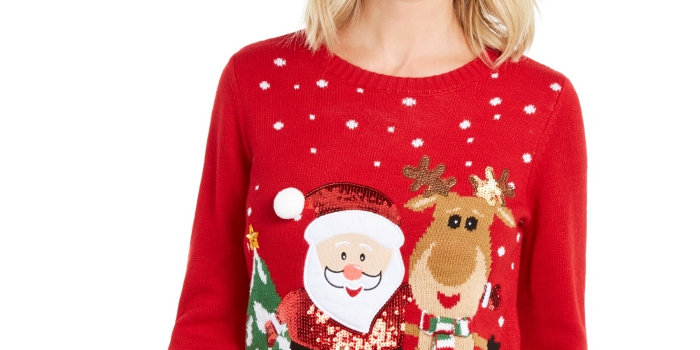 Karen Scott Suéter Feminino Papai Noel Amigável Vermelho Tamanho P