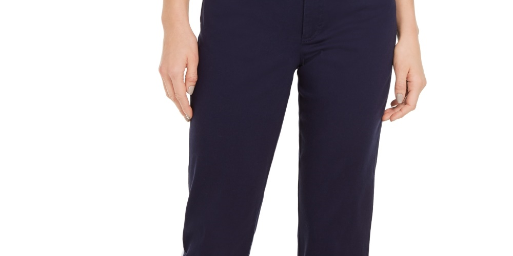 Calça Capri Feminina Charter Club com Punhos Abotoados e Controle de Barriga Azul Tamanho 6