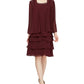 SL Fashions Jaqueta com abertura frontal e vestido em camadas e flare, tamanho 8, vermelho