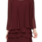 SL Fashions Jaqueta com abertura frontal e vestido em camadas e flare, tamanho 8, vermelho