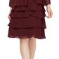SL Fashions Jaqueta com abertura frontal e vestido em camadas e flare, tamanho 8, vermelho