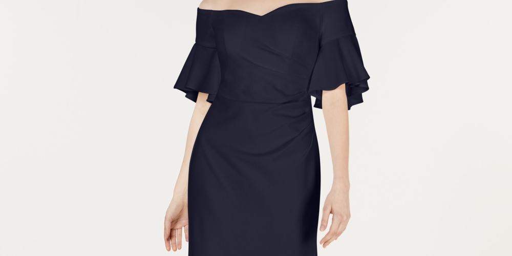 Vestido Calvin Klein Feminino Sweetheart Off-The-Sheer Azul Marinho Tamanho 14