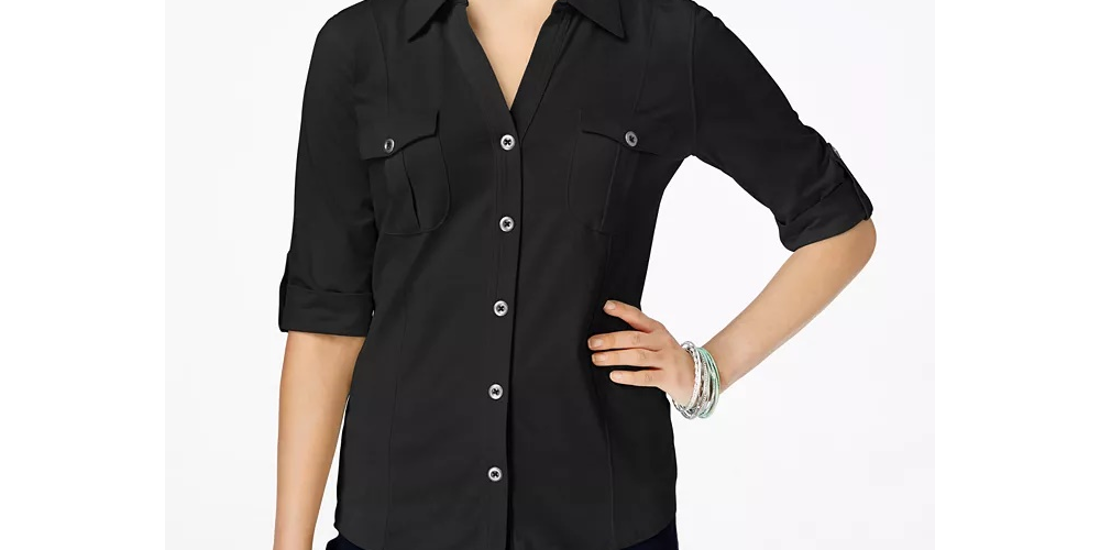 Camisa utilitária feminina Style &amp; Co, verde, tamanho pequeno