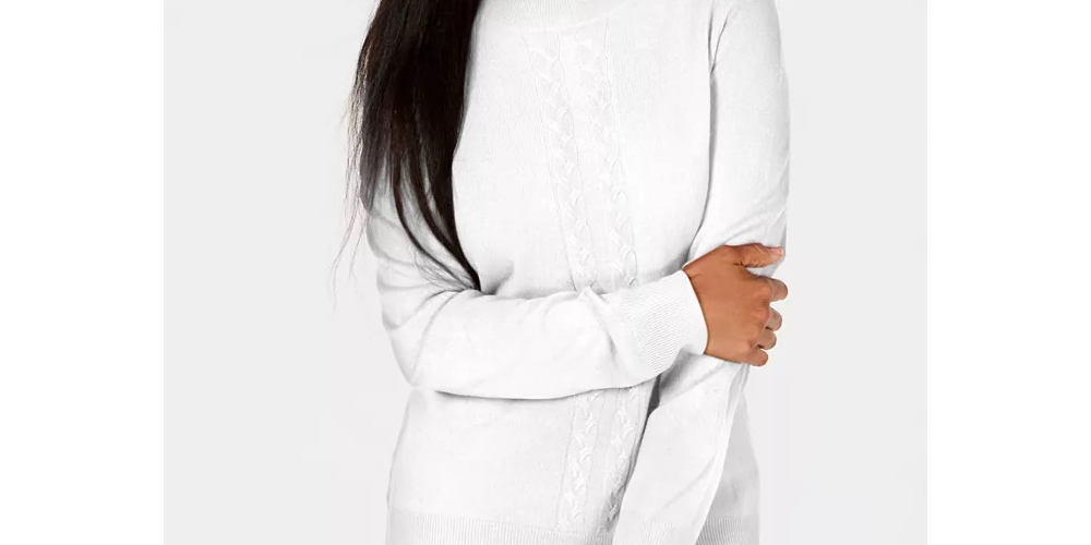 Karen Scott Suéter Feminino Petite Cable-Knit Crewneck Rosaoverfl Tamanho Petite Pequeno