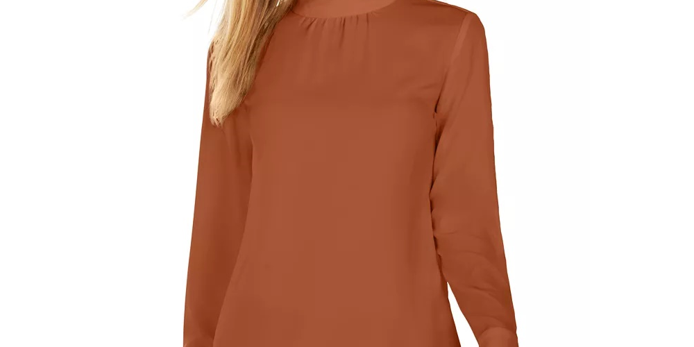 Blusa Calvin Klein Feminina Gola Alta Manga Longa Marrom Tamanho XG