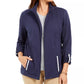 Jaqueta feminina Karen Scott Sport French Terry com acabamento em fita, azul, tamanho X-S