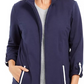 Jaqueta feminina Karen Scott Sport French Terry com acabamento em fita, azul, tamanho X-S