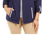 Jaqueta feminina Karen Scott Sport French Terry com acabamento em fita, azul, tamanho X-S