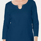 Blusa feminina Karen Scott manga três quartos azul tamanho pequeno