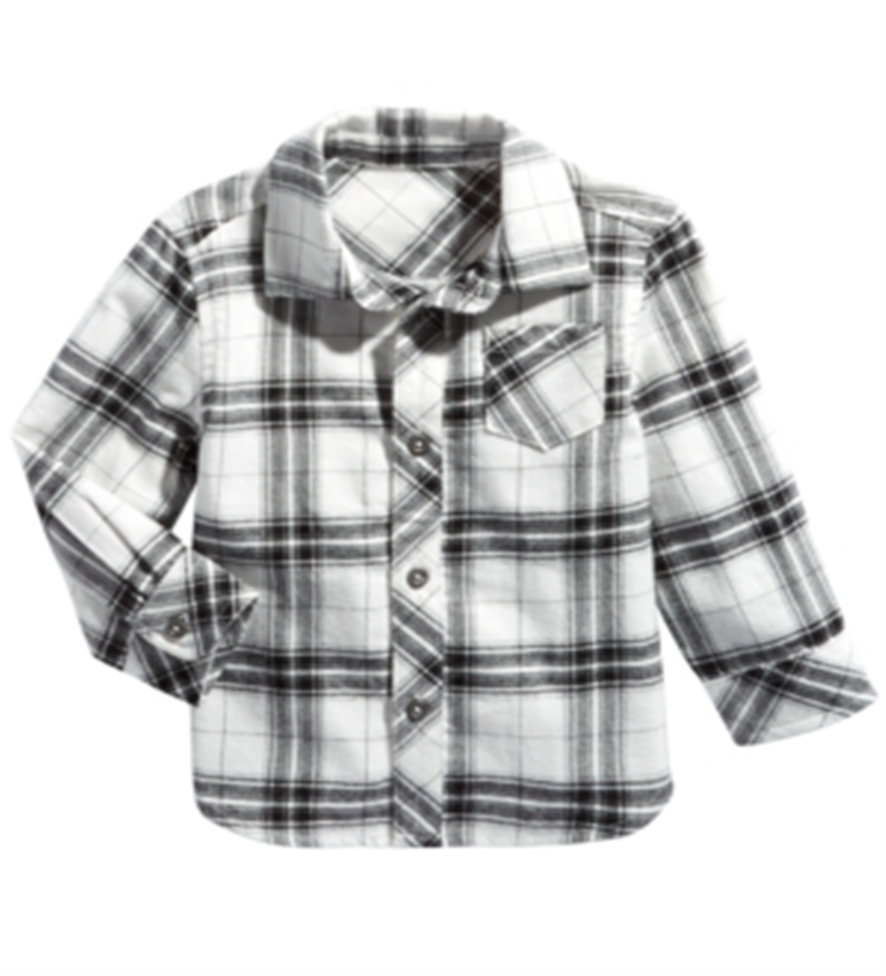 Camisa xadrez de algodão para meninos First Impressions, branca, tamanho 3-6 meses