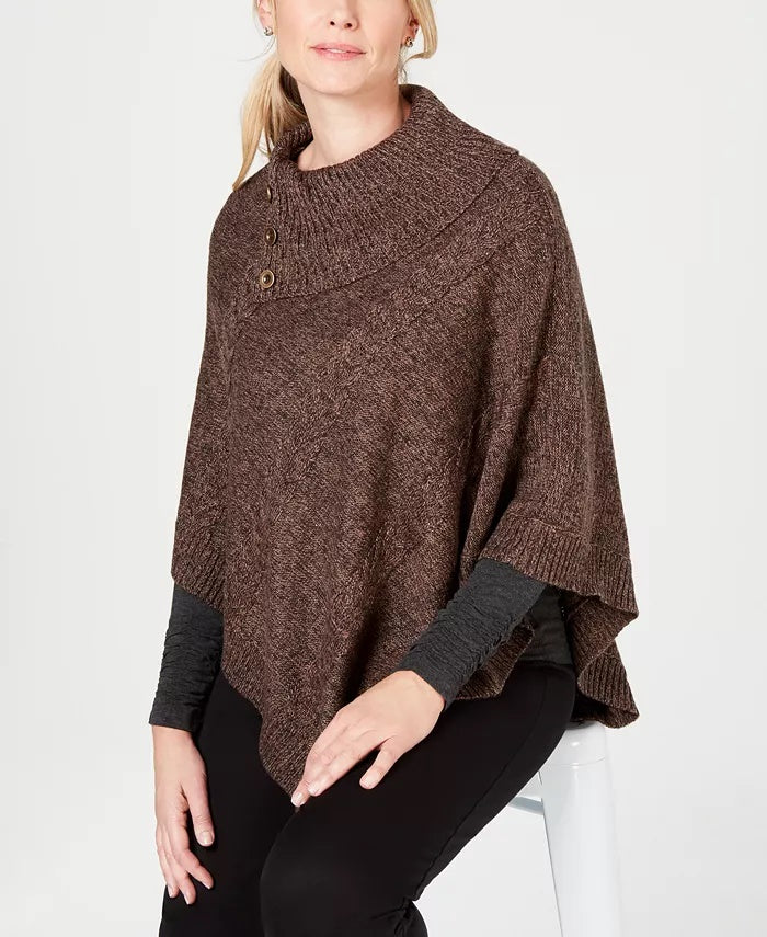 Poncho envelope feminino Karen Scott marrom tamanho L/XL