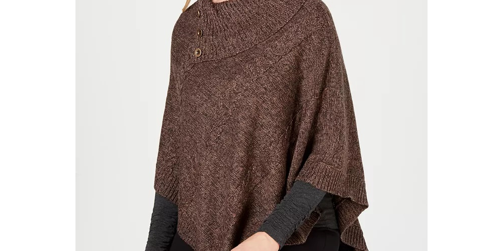 Poncho envelope feminino Karen Scott marrom tamanho L/XL