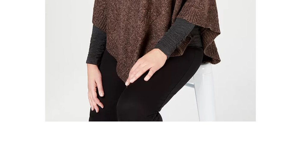 Poncho envelope feminino Karen Scott marrom tamanho L/XL