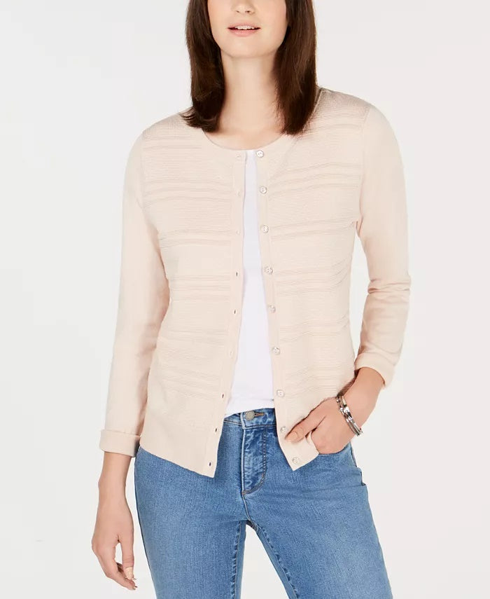 Cardigan feminino Charter Club Petite Texturizado Rosa Tamanho - PS