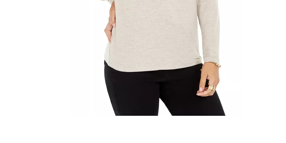 Blusa feminina pequena com gola alta estilo &amp; co, verde, tamanho P