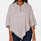 Poncho Karen Scott feminino com gola xale marrom tamanho grande/extra grande