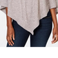 Poncho Karen Scott feminino com gola xale marrom tamanho grande/extra grande