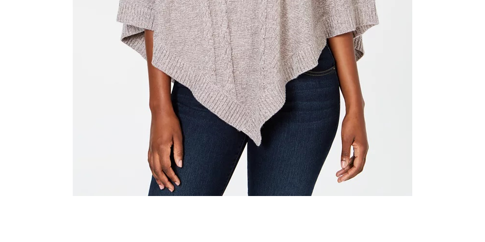 Poncho Karen Scott feminino com gola xale marrom tamanho grande/extra grande