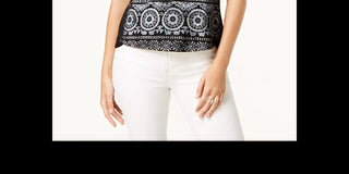 Polo feminino com estampa de pinceladas da Style &amp; Co, preto, tamanho PS