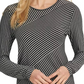 Blusa feminina DKNY com listras assimétricas, preta, tamanho X-G
