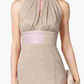 Vestido feminino R &amp; M Richards com decote halter e decote em V, tamanho 10, dourado